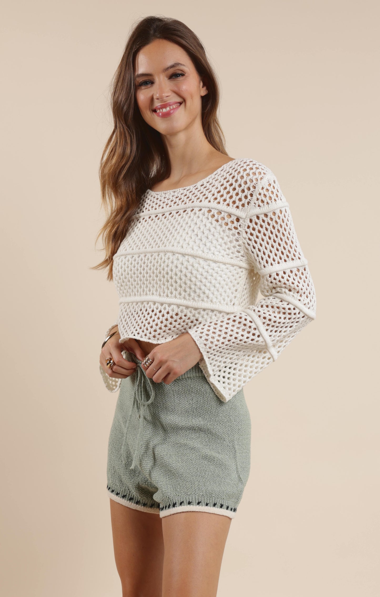 Poppy Crochet Bell Sleeve Sweater