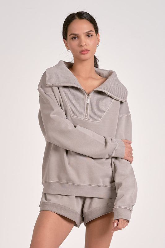 ARIELLE QUARTER ZIP - HEATHER GREY
