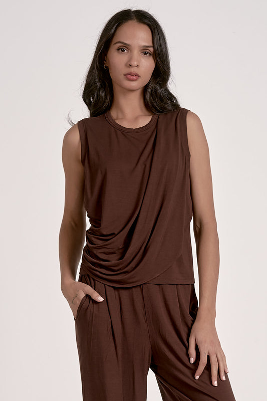 Draped Front Tank - Cocoa