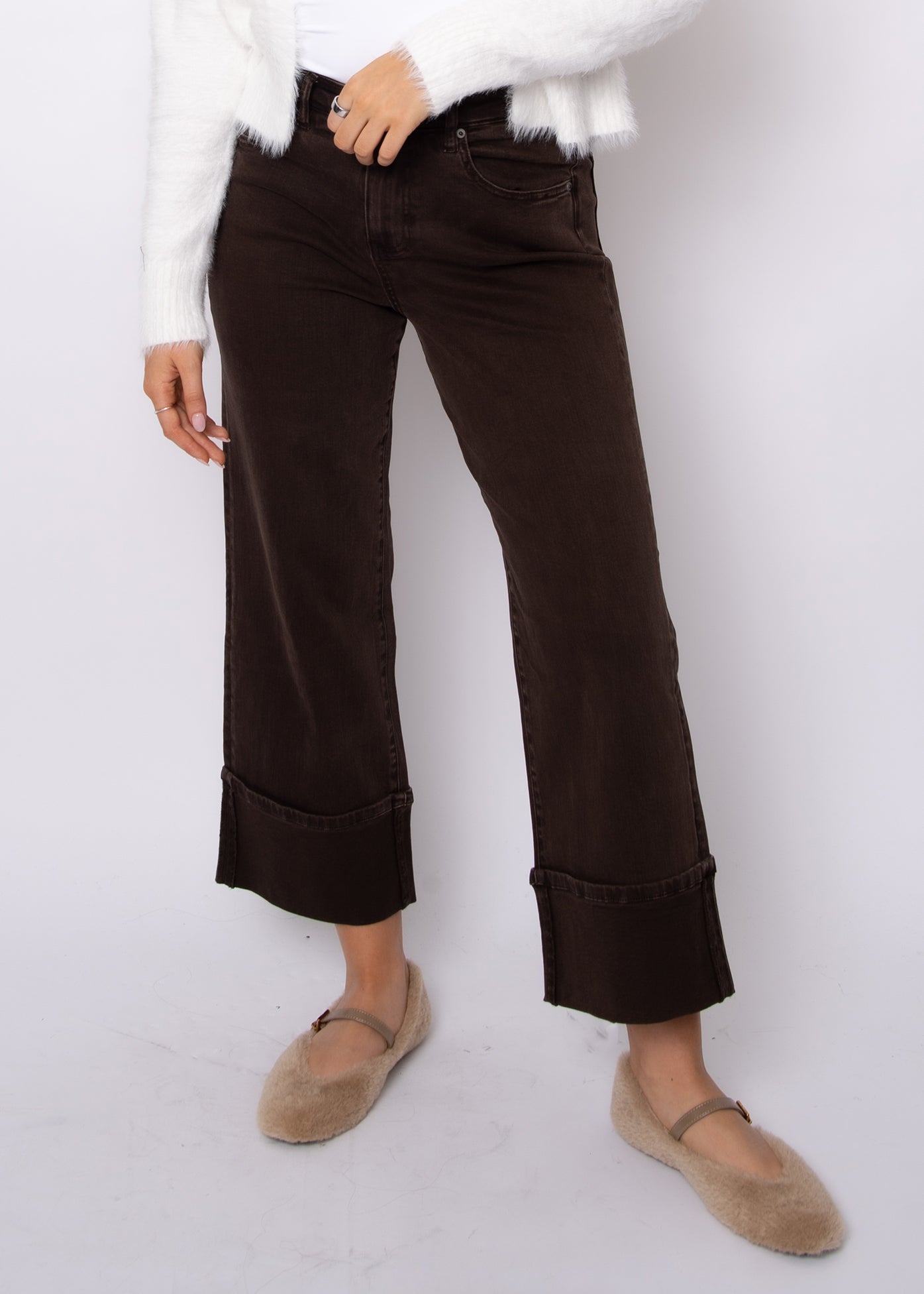 Carla Stretch Twill Cuff Jeans - Java Brown