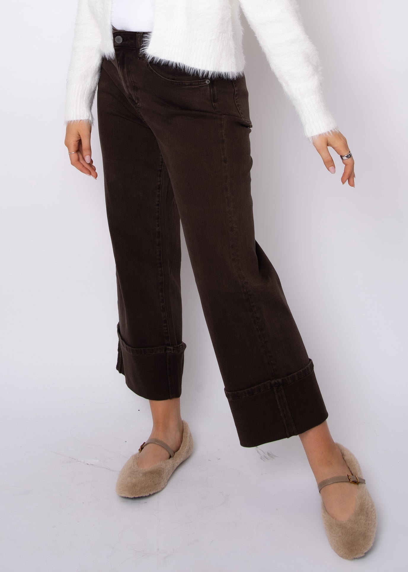 Carla Stretch Twill Cuff Jeans - Java Brown