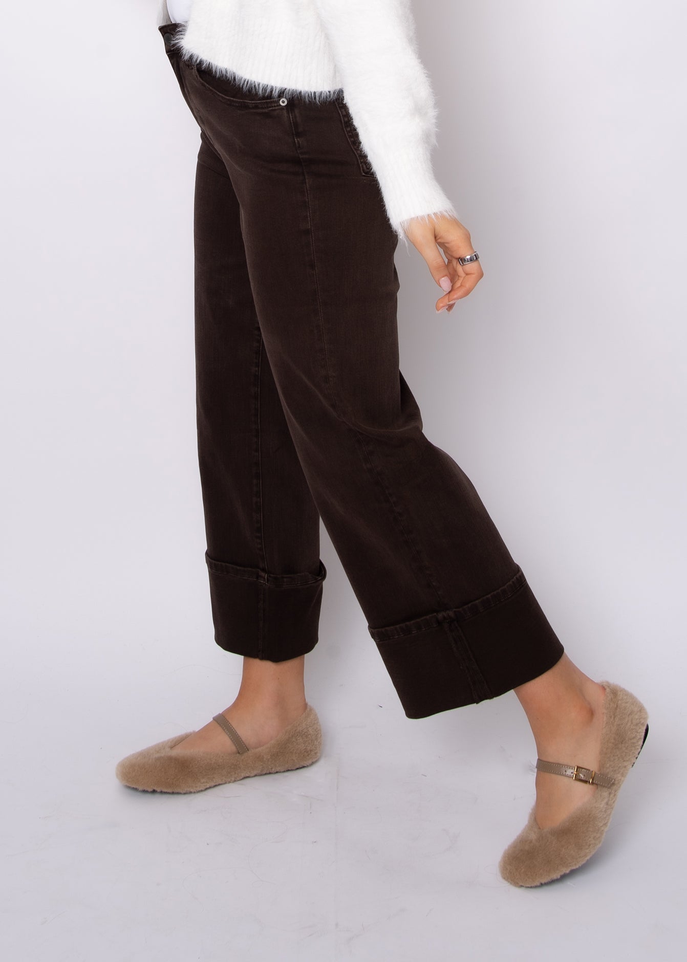 Carla Stretch Twill Cuff Jeans - Java Brown