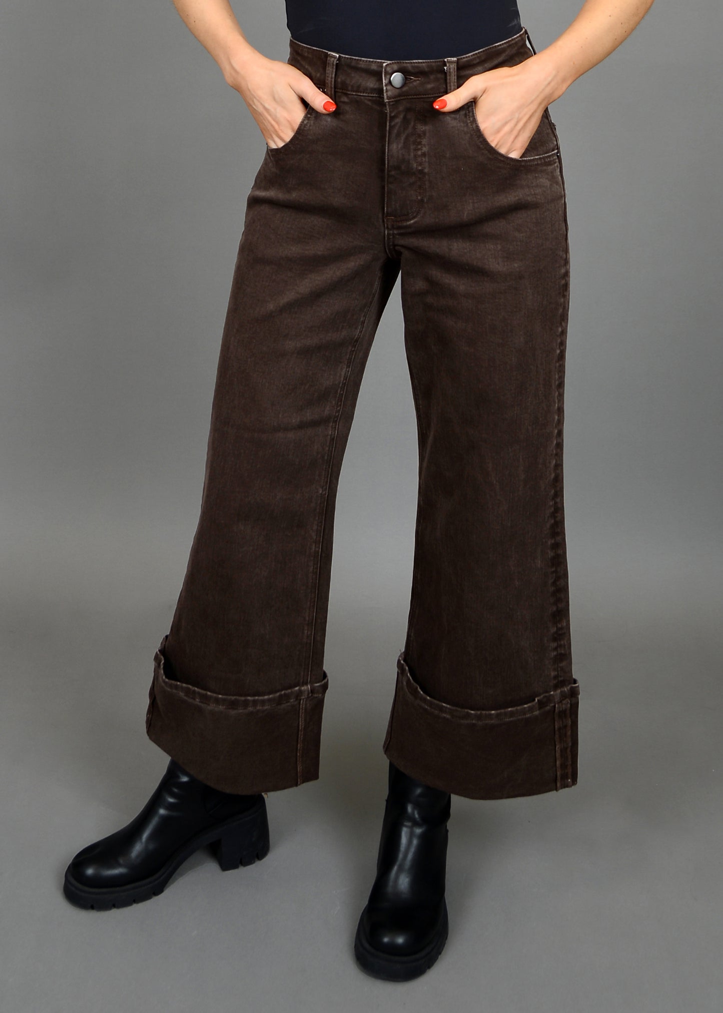 Carla Stretch Twill Cuff Jeans - Java Brown