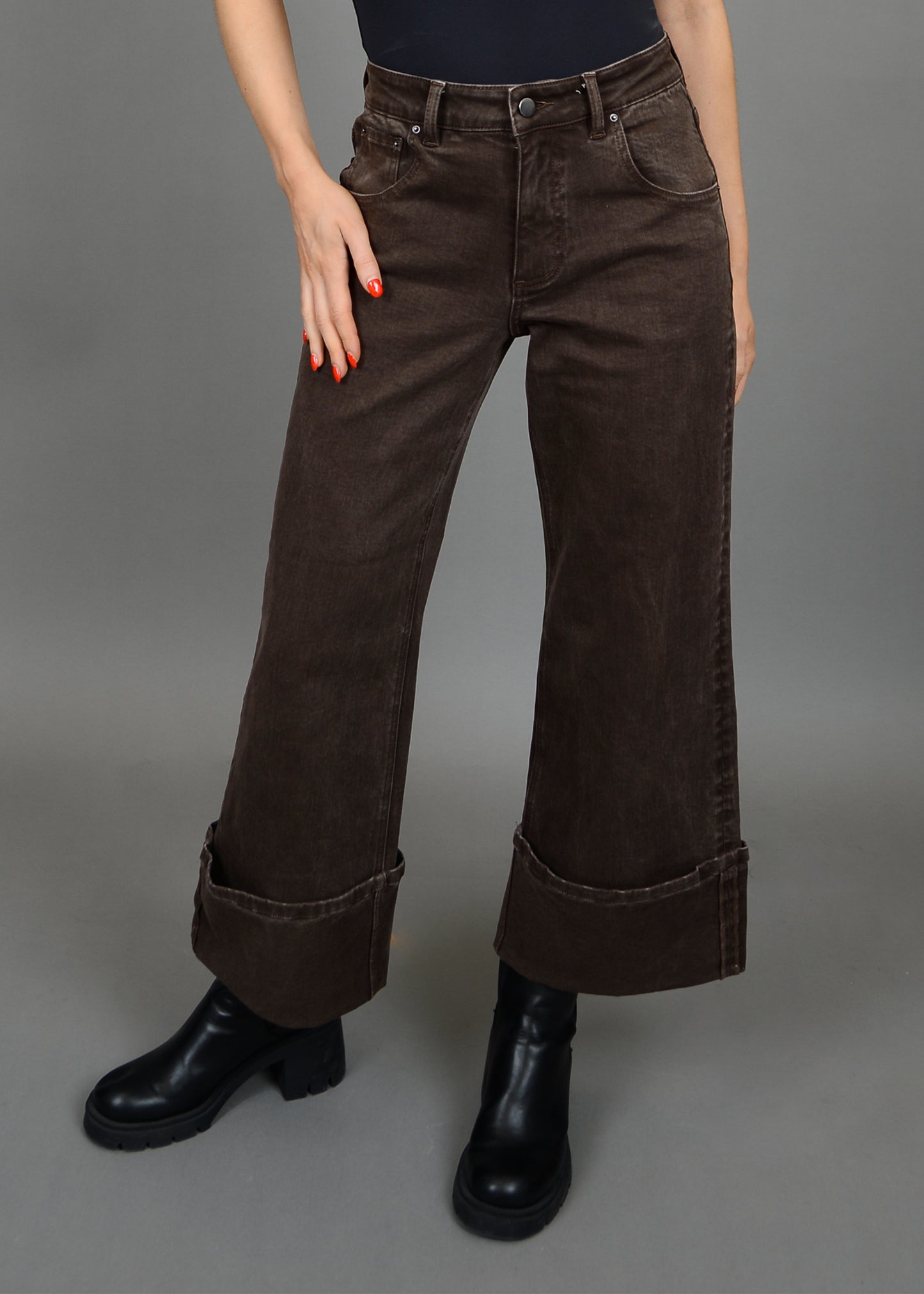 Carla Stretch Twill Cuff Jeans - Java Brown