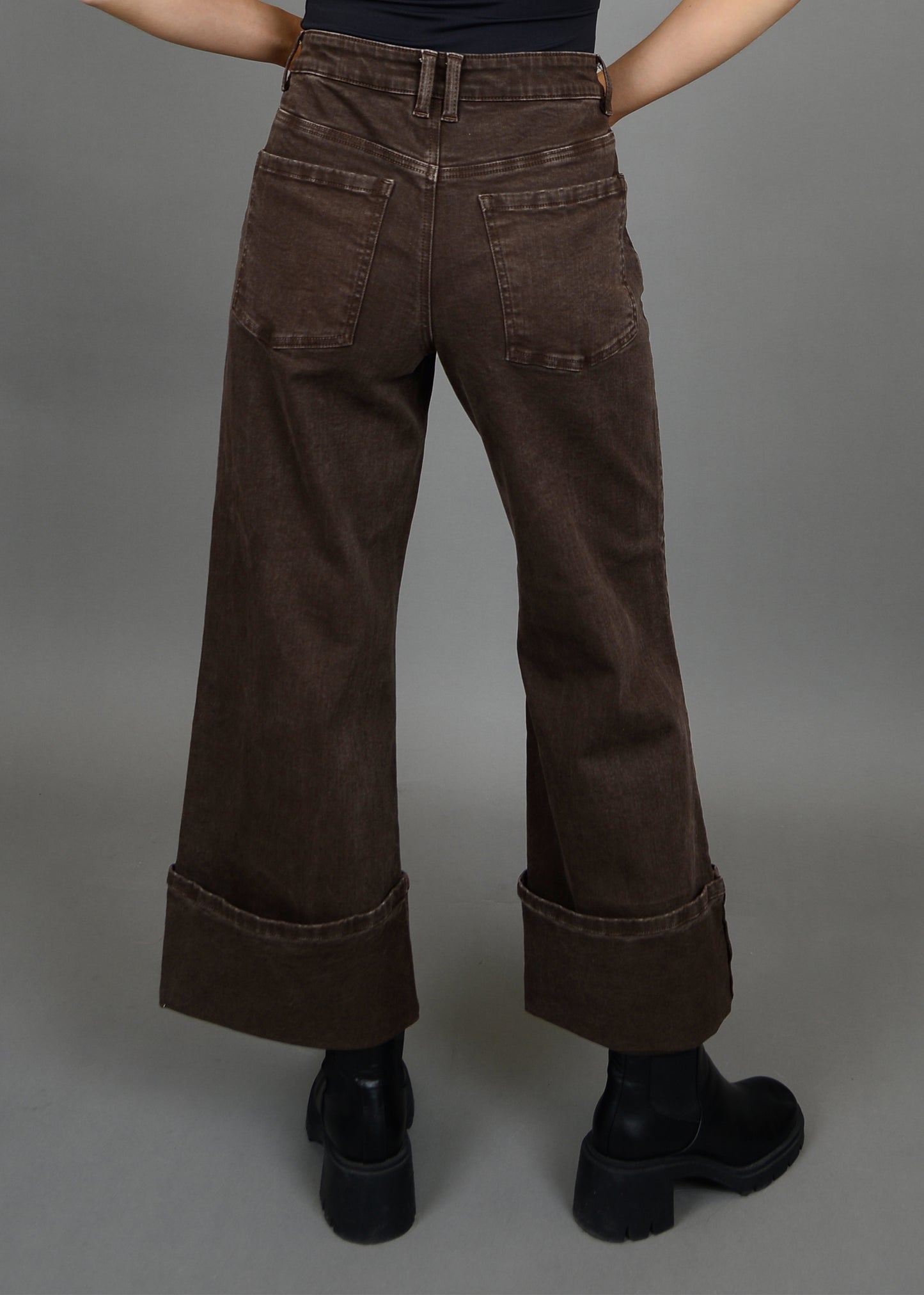 Carla Stretch Twill Cuff Jeans - Java Brown