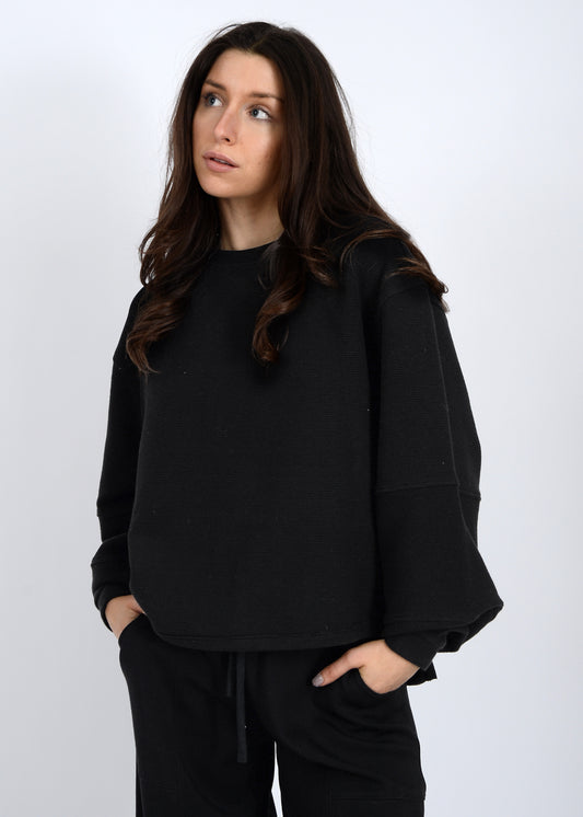 LUCINA OTTOMAN SOFT KNIT LS HIGH-LO PULLOVER