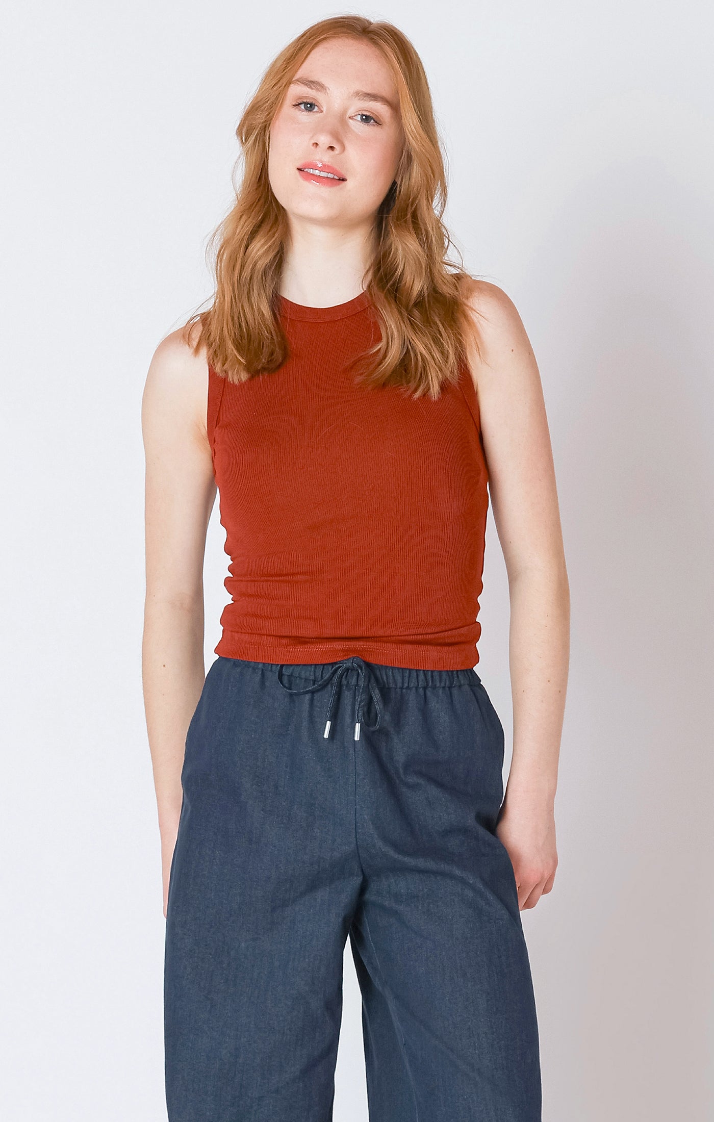 RIBBED TANK BY DEX -  BURNT ORANGE