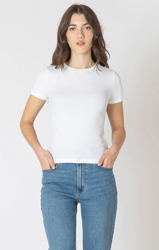 BASIC RIBBED TEE BY DEX - WHITE