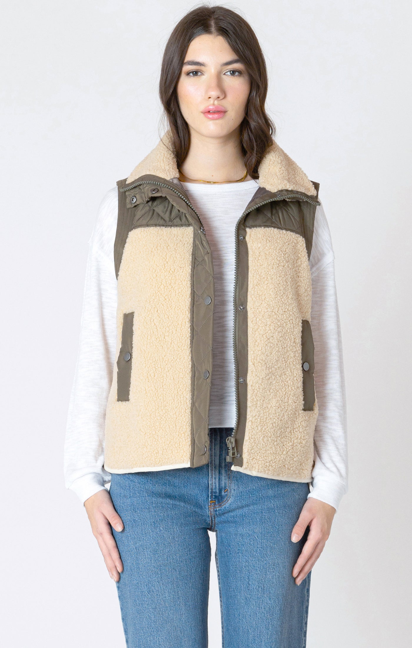 MIXED FABRIC VEST BY DEX
