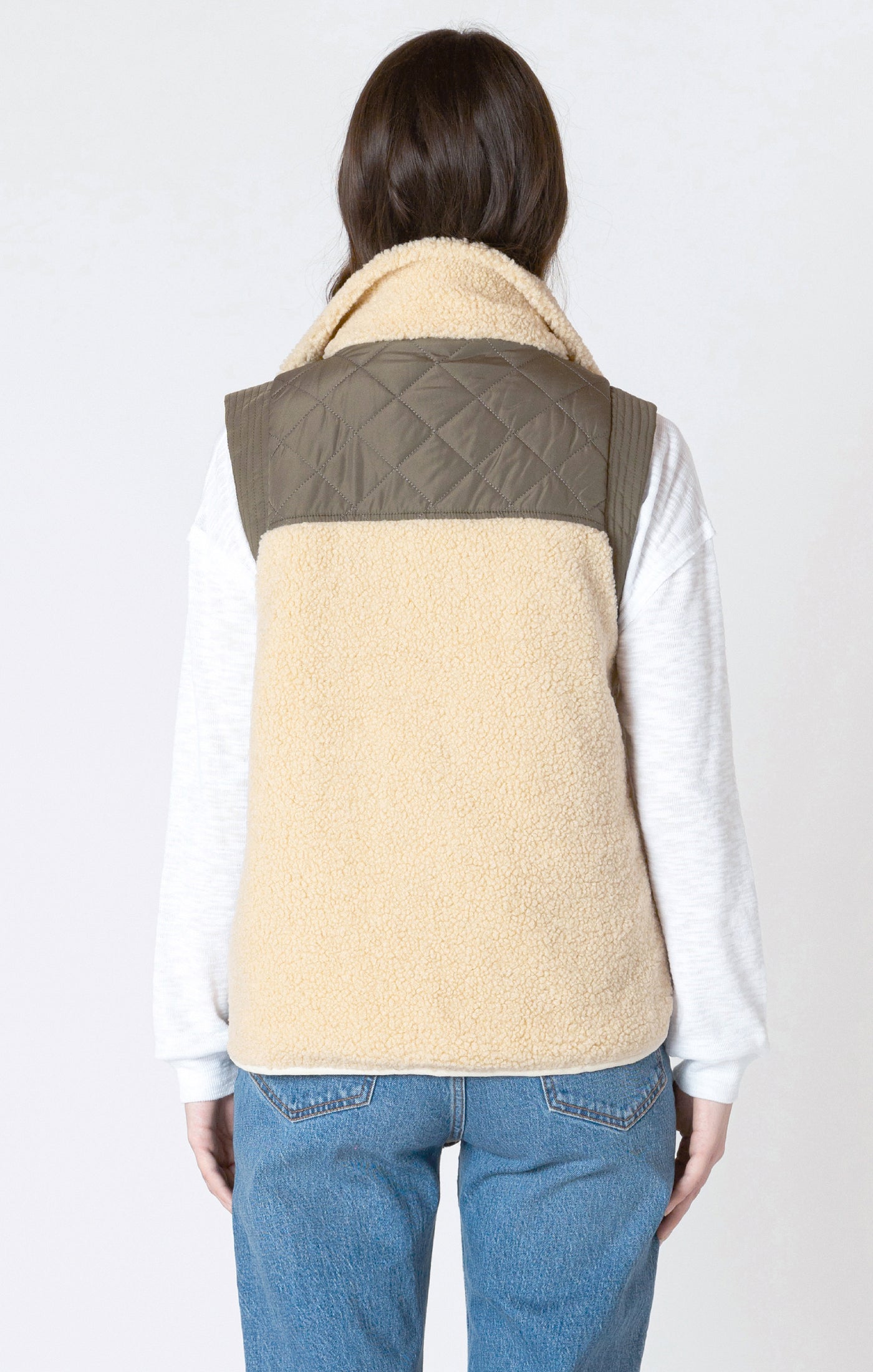 MIXED FABRIC VEST BY DEX