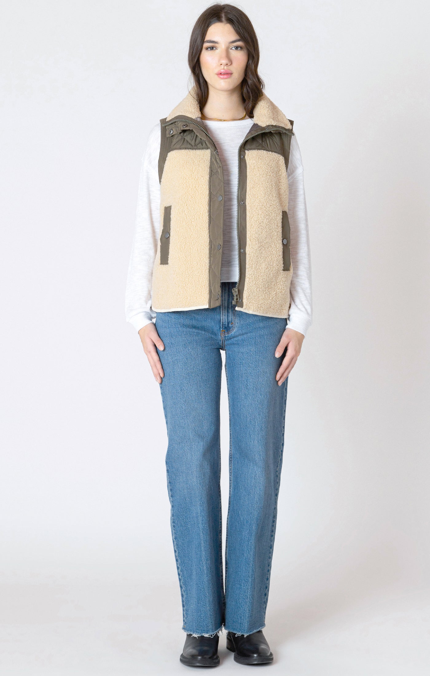 MIXED FABRIC VEST BY DEX