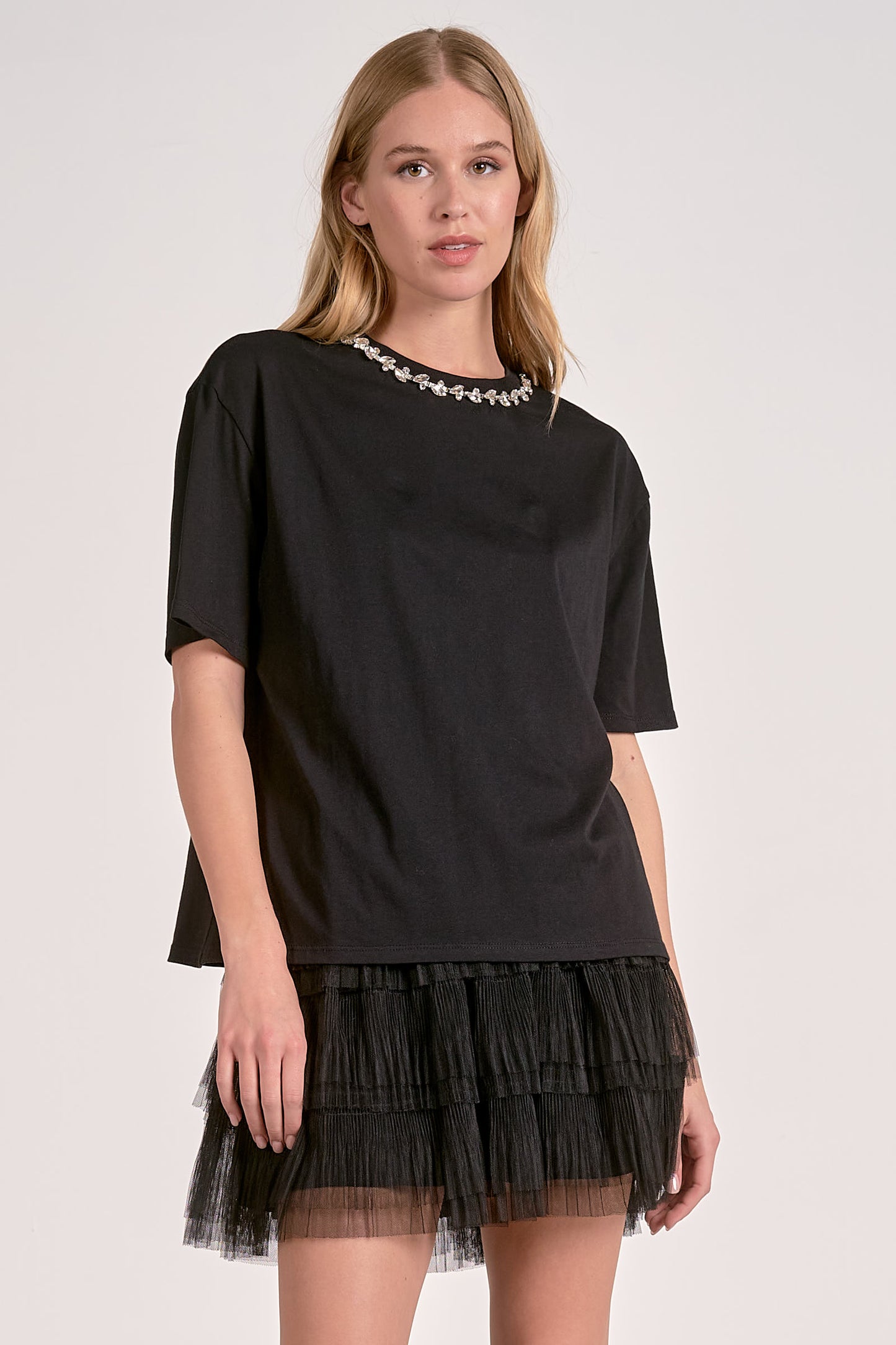 Elan Neck Embellished Tee