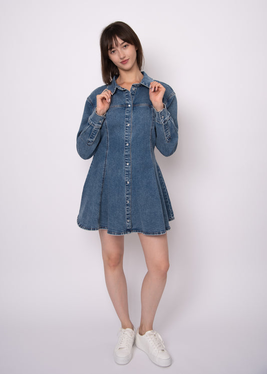 Mindy Stretch Denim Shirt Dress