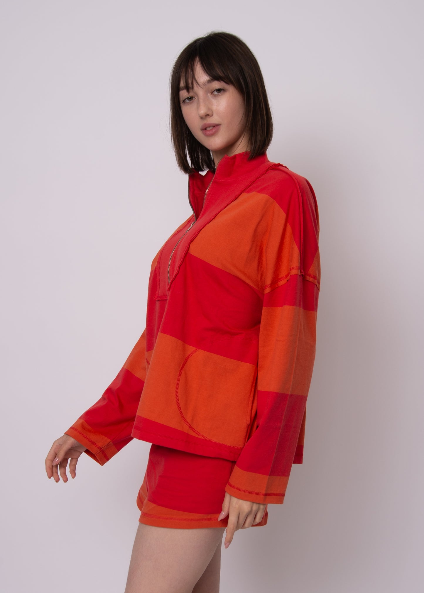 Camille Stripe Jersey Half Zip Pullover