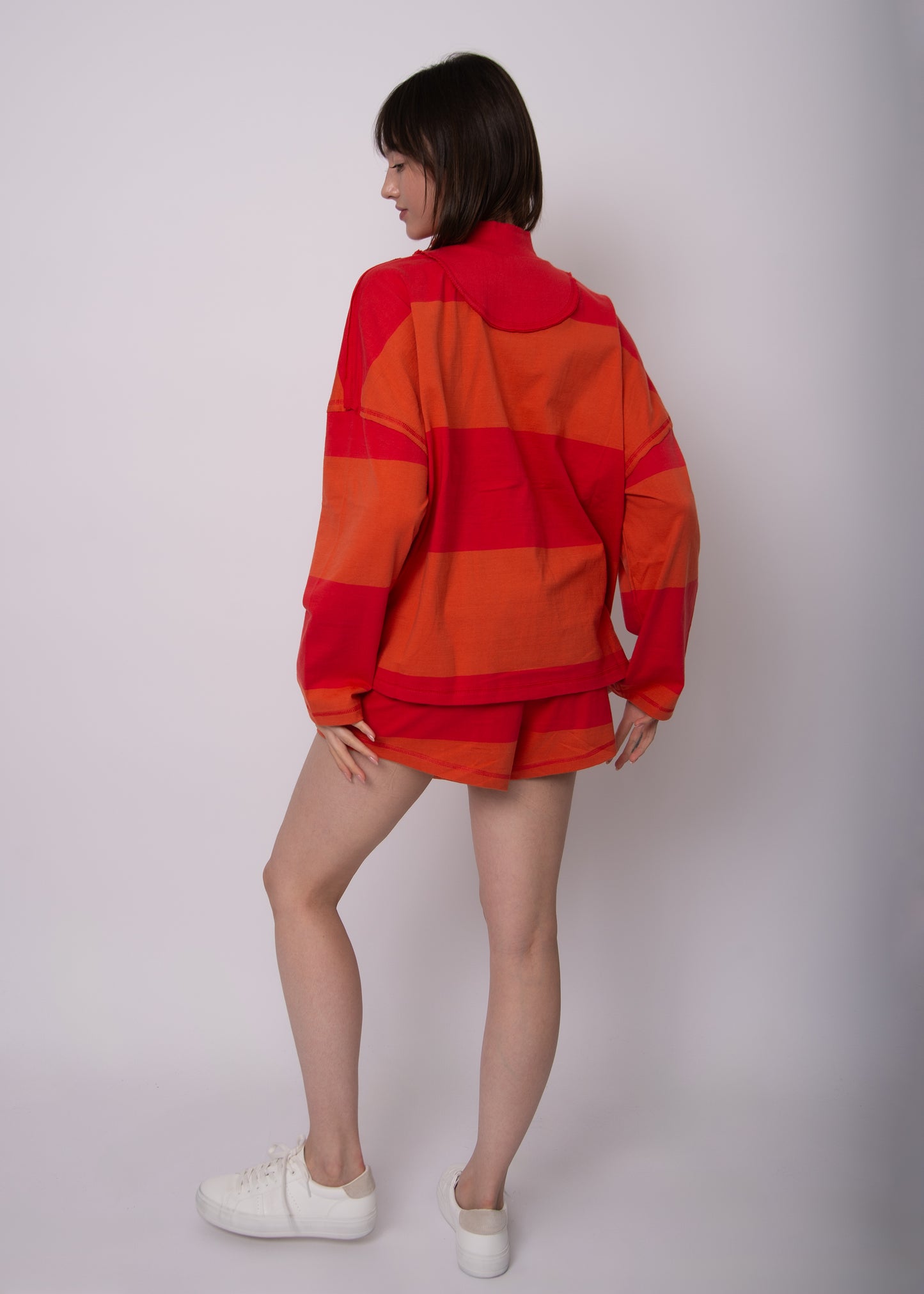 Camille Stripe Jersey Half Zip Pullover