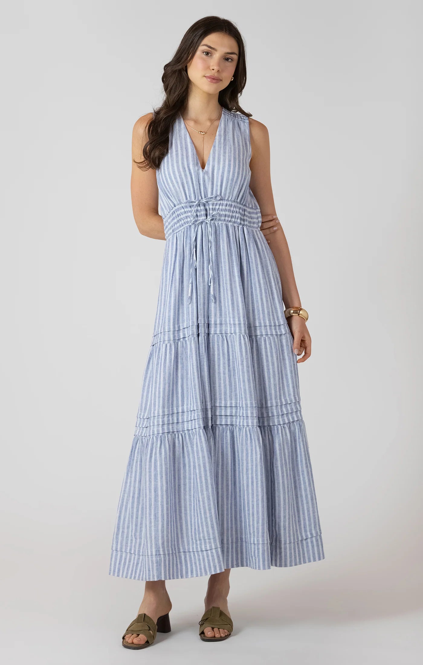 Pleat Detail Smocked Waist Dress