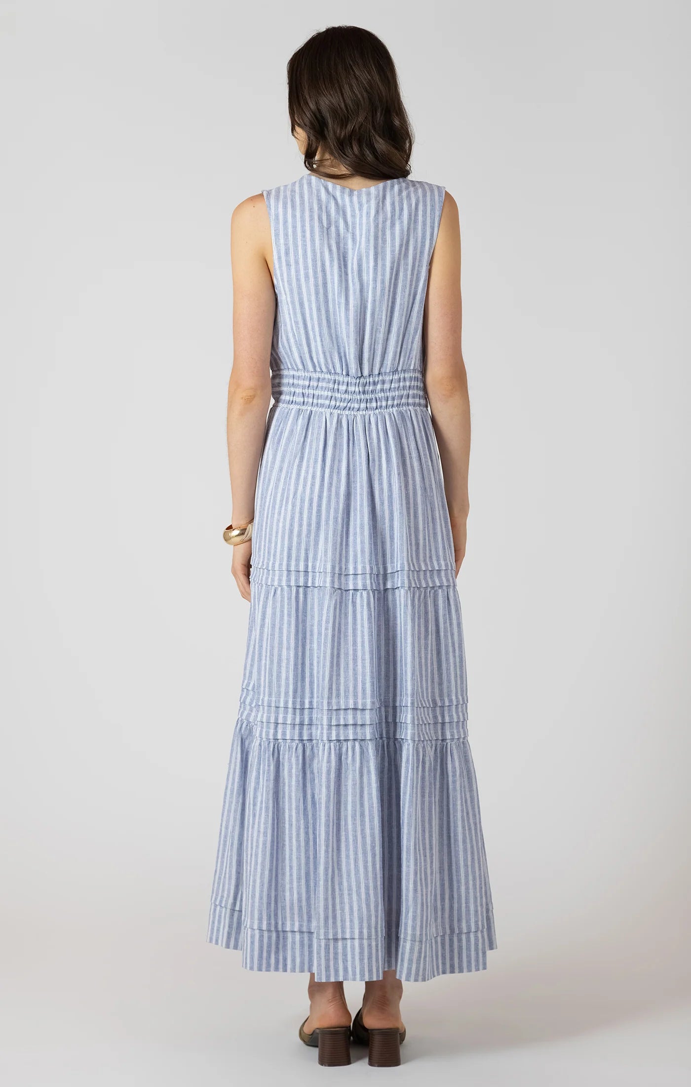 Pleat Detail Smocked Waist Dress