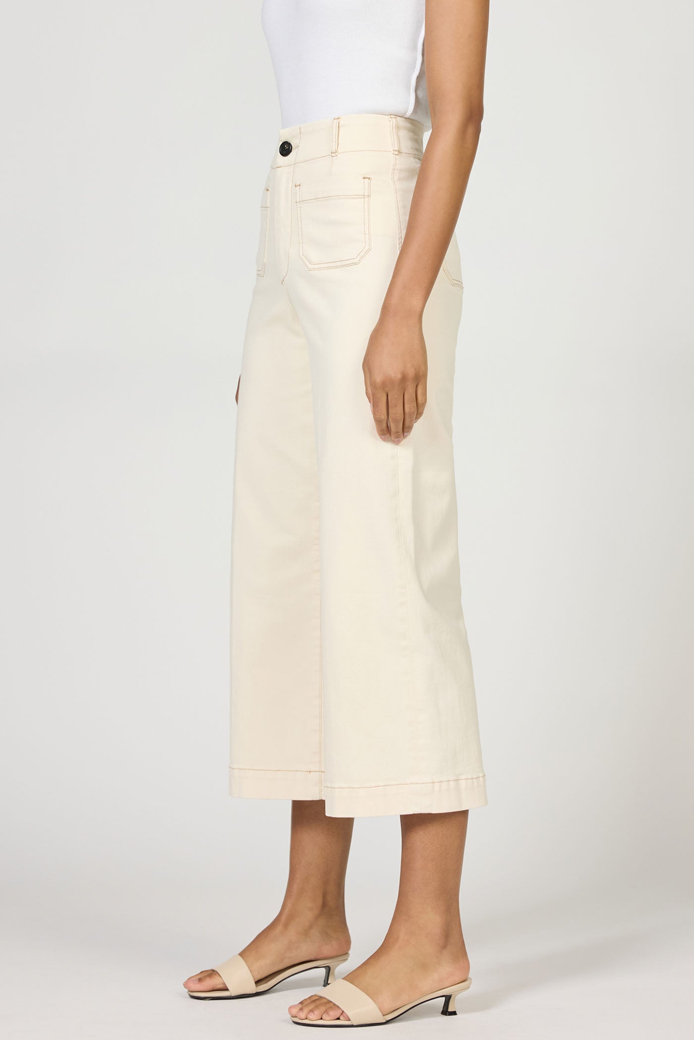 Audrey Cropped Wide Leg Jean - Ivory