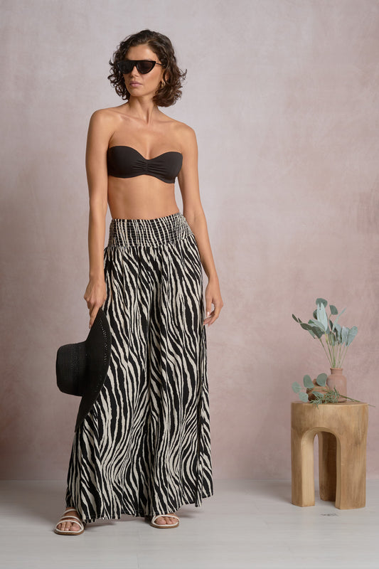 Smocked Waist Wide Leg Pants