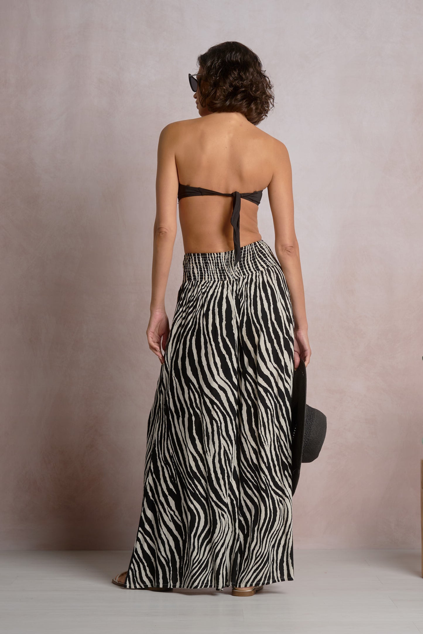Smocked Waist Wide Leg Pants