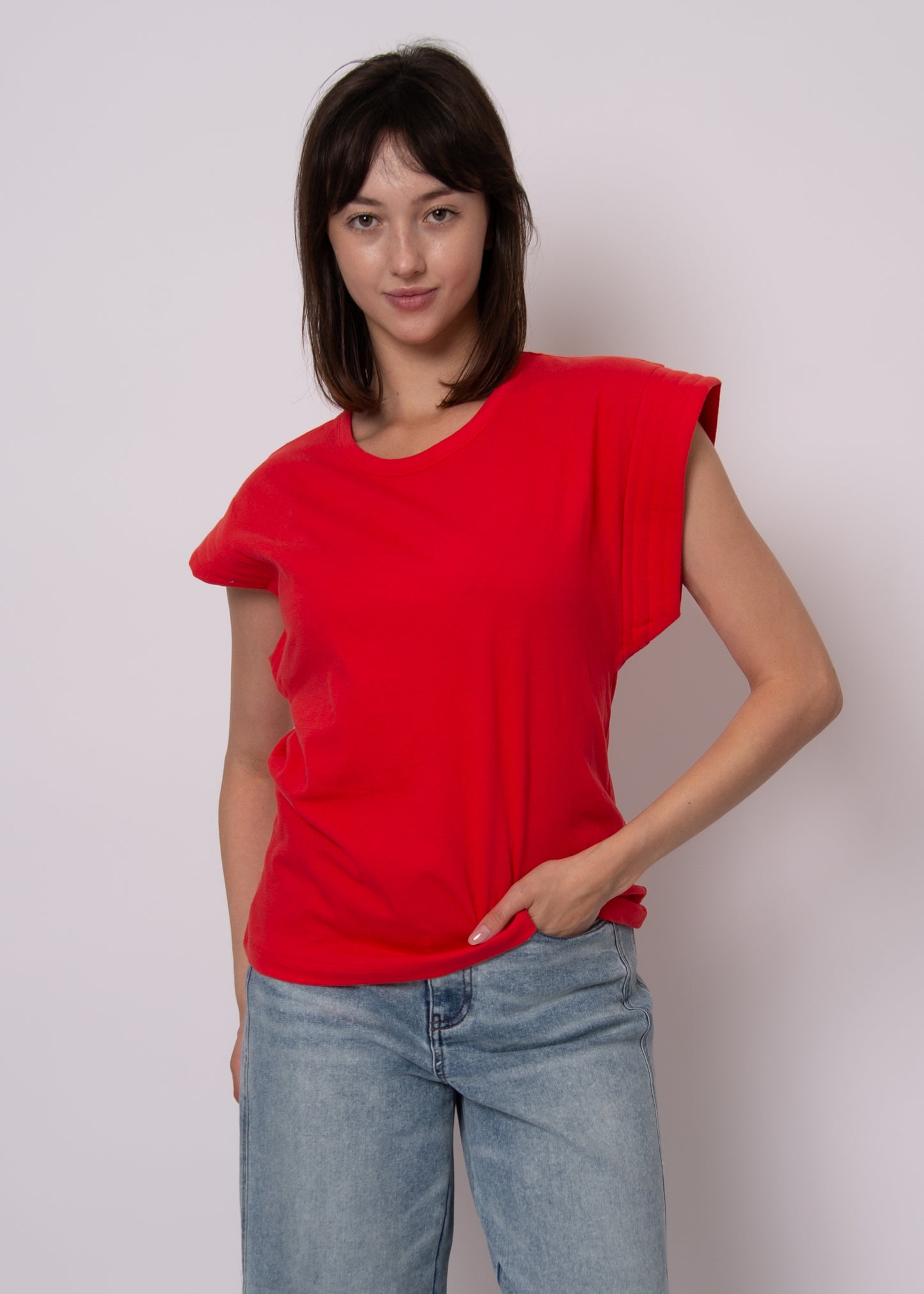 Milo Extended Shoulder Crew Neck Top
