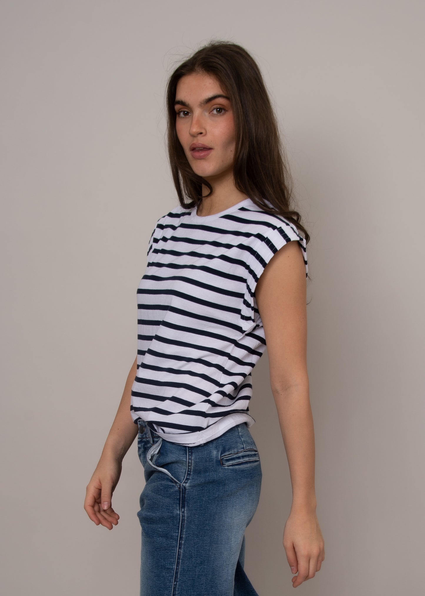Merry Extended Shoulder Crew Neck Top