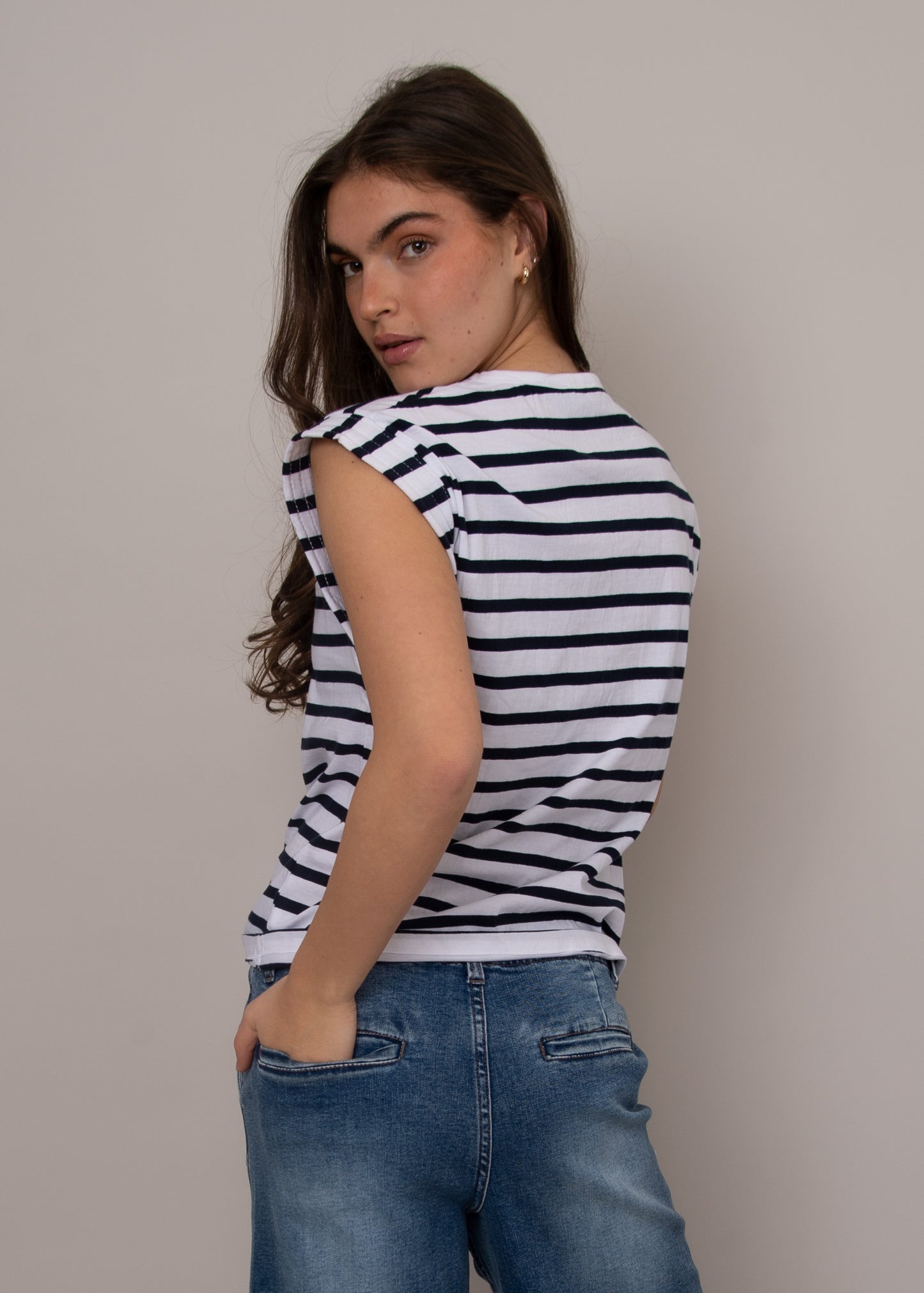 Merry Extended Shoulder Crew Neck Top