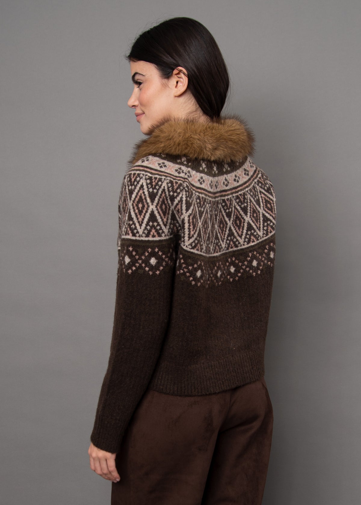 Ananita Faux Fur Collar Cardigan
