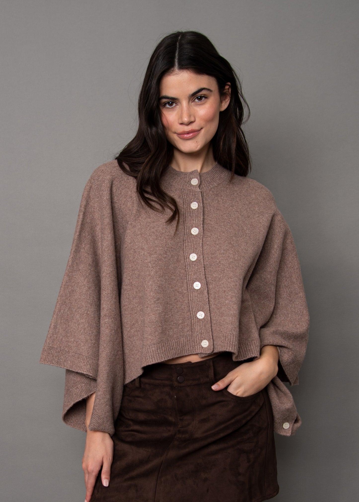Costanza Button Front Poncho
