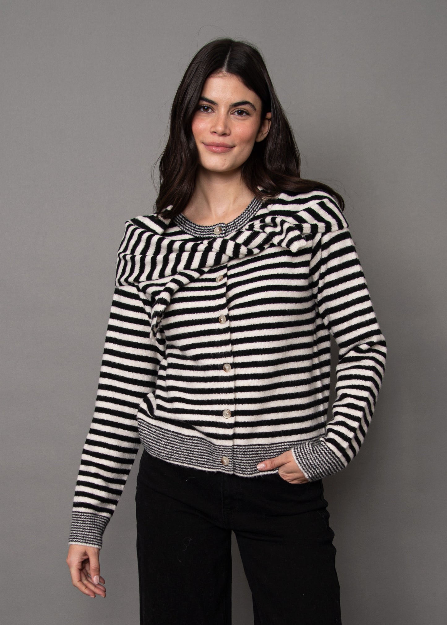 Neela Striped Sweater w/Scarf