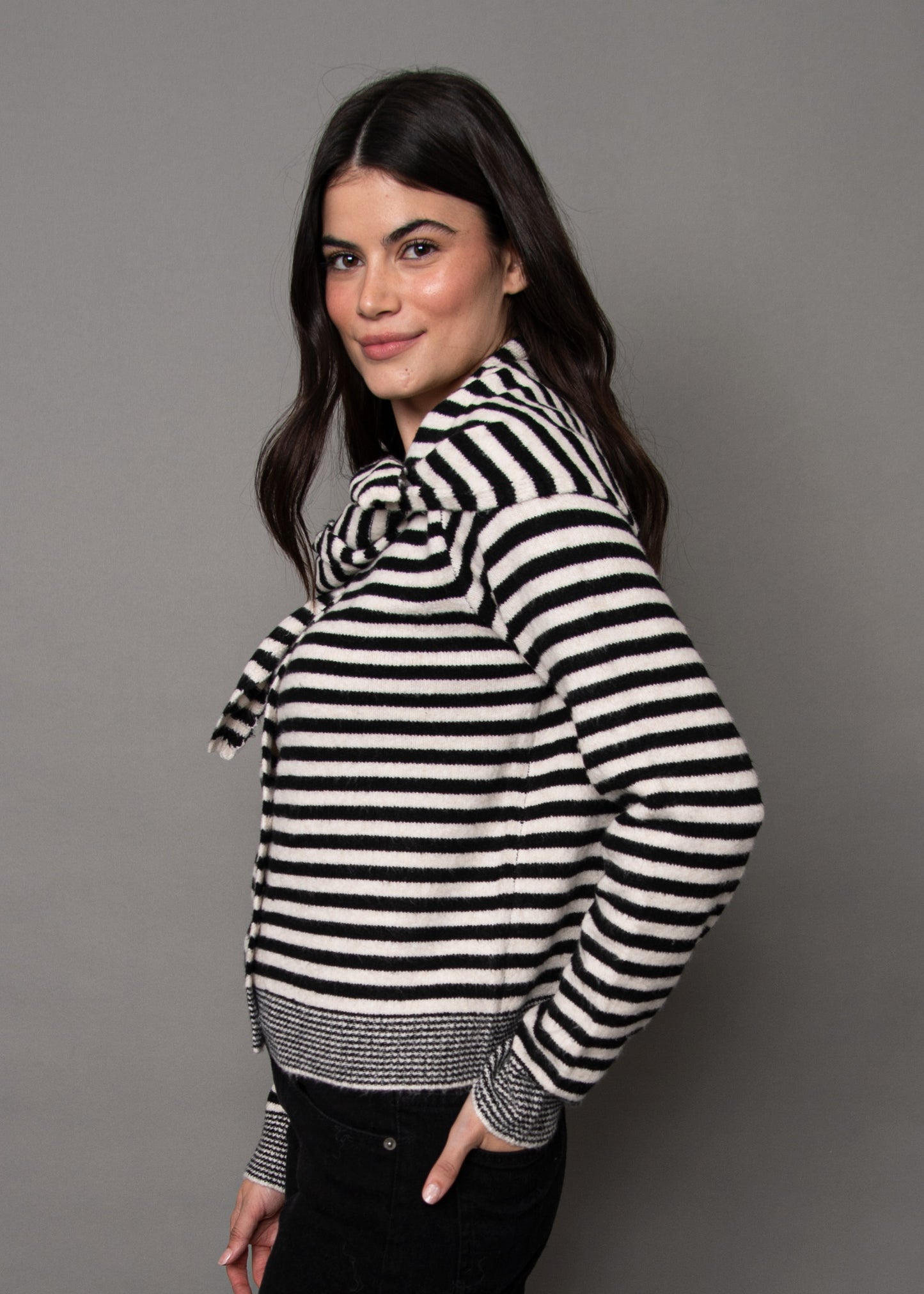 Neela Striped Sweater w/Scarf