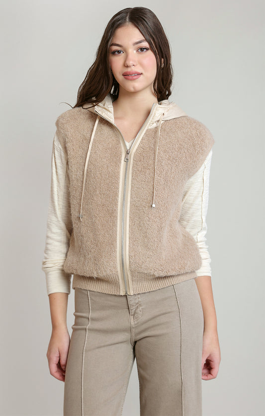Hooded Boucle Vest by Dex