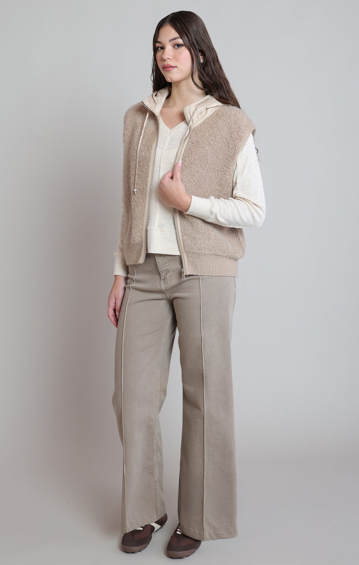 Hooded Boucle Vest by Dex