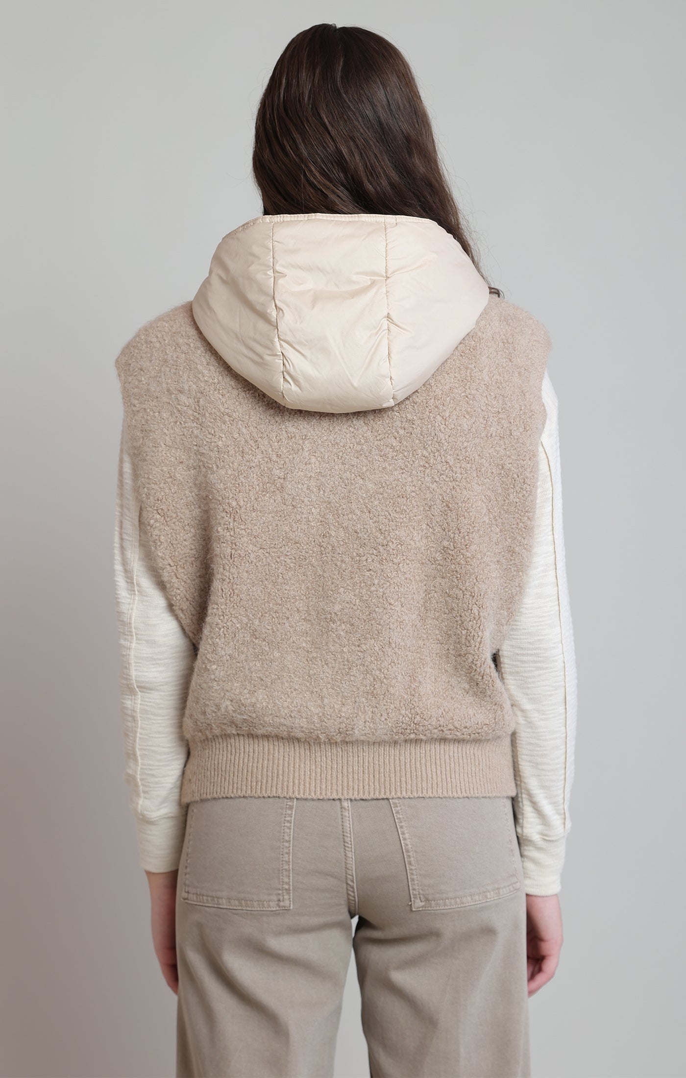 Hooded Boucle Vest by Dex