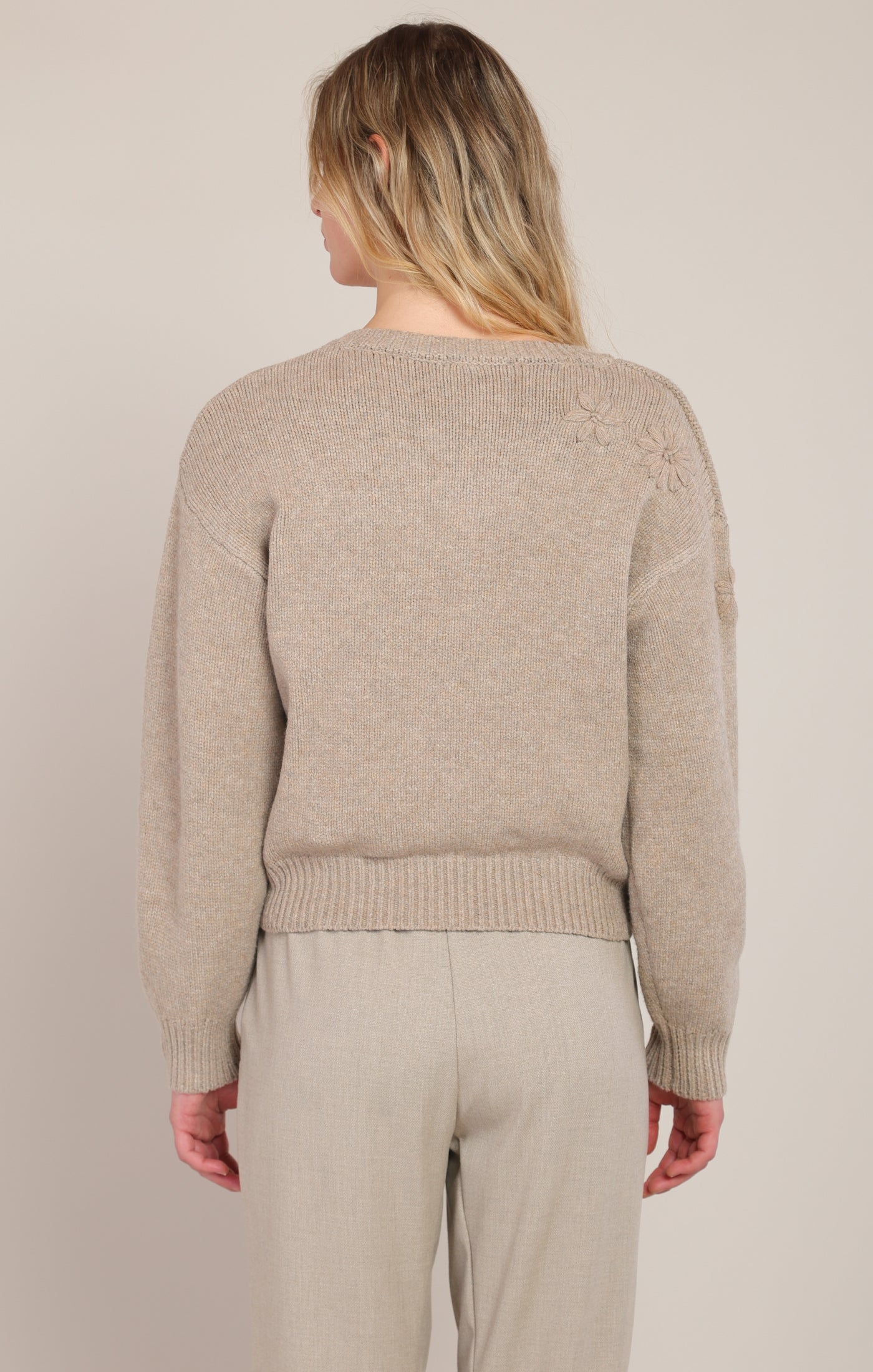 Flower Embroidered Sweater Top
