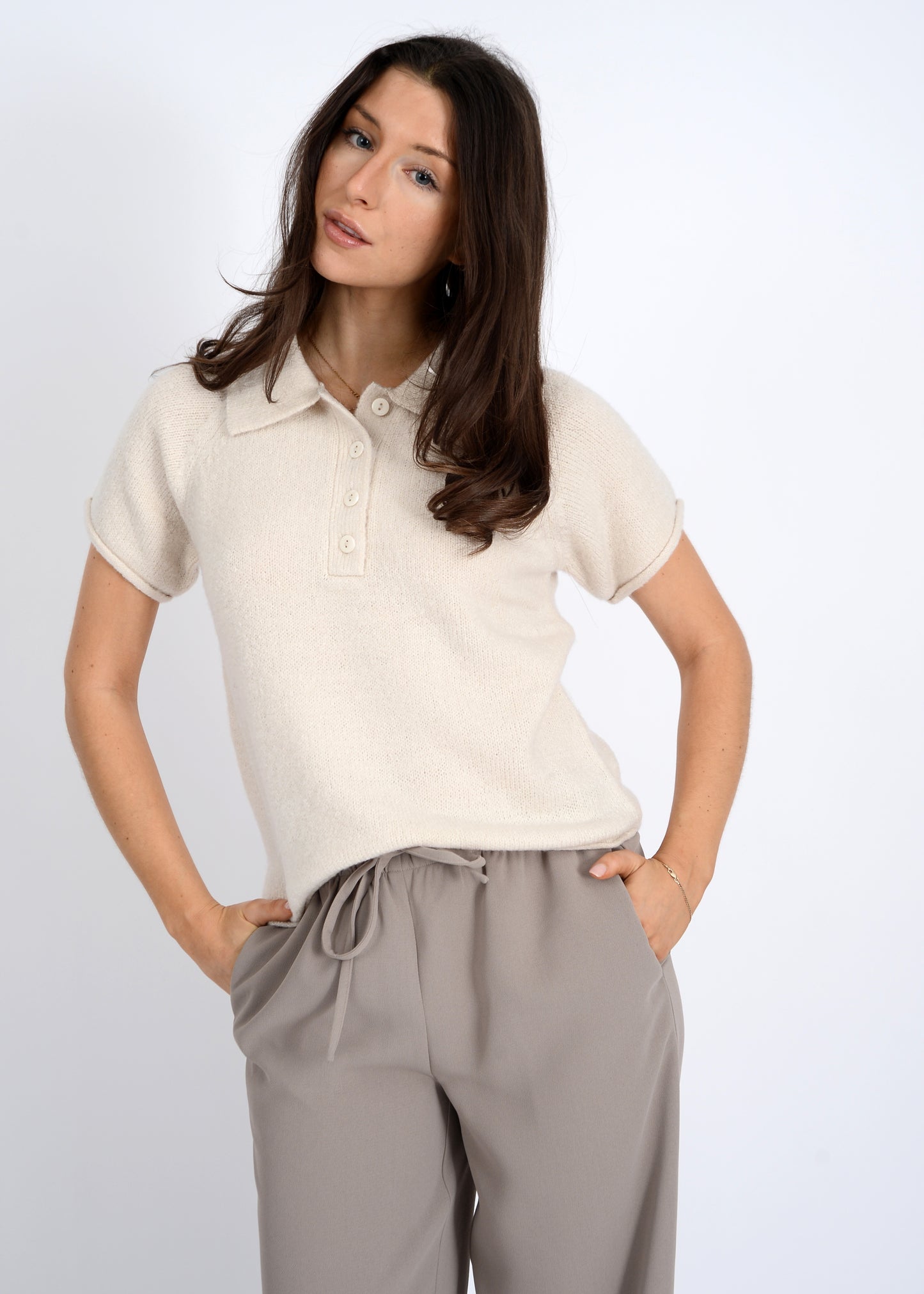 Gertrud Short Raglan Sleeve Polo Neck Pullover