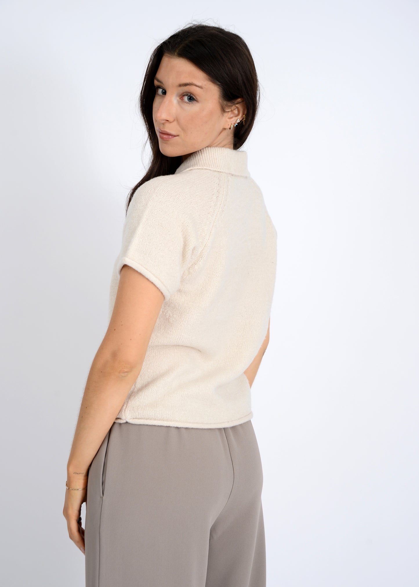 Gertrud Short Raglan Sleeve Polo Neck Pullover