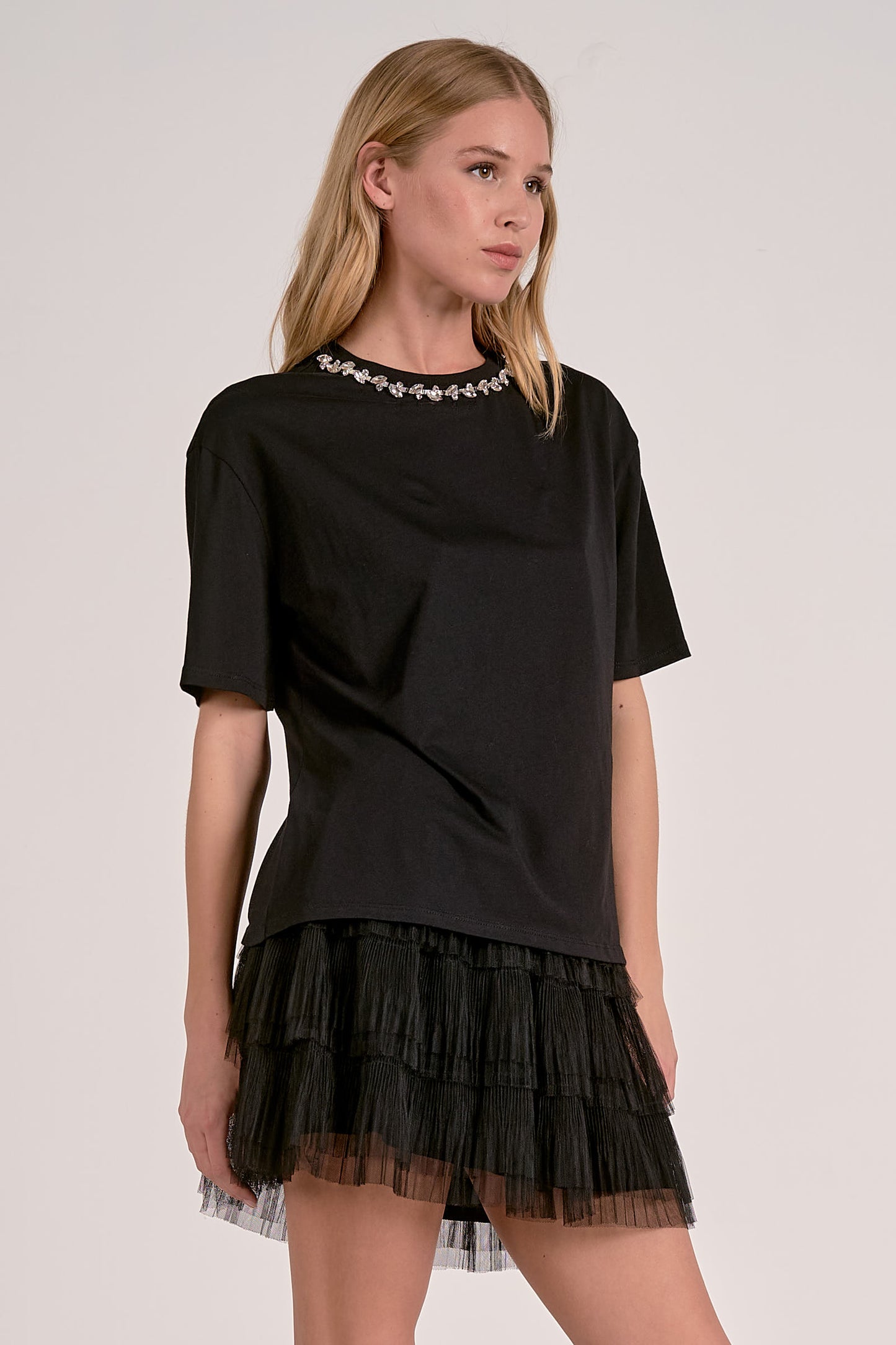 Elan Neck Embellished Tee