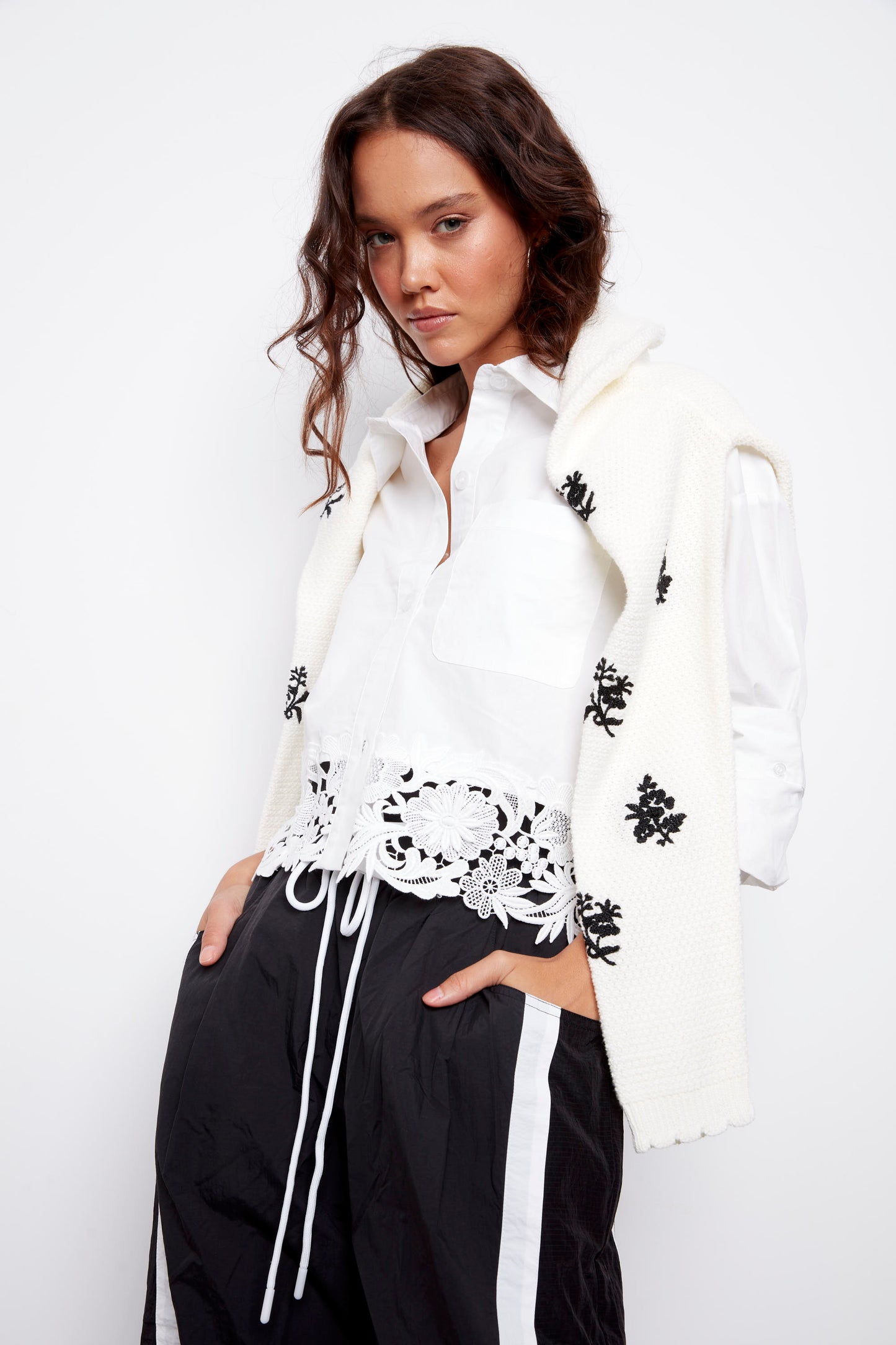 Kerwin Lace Bottom Poplin Shirt