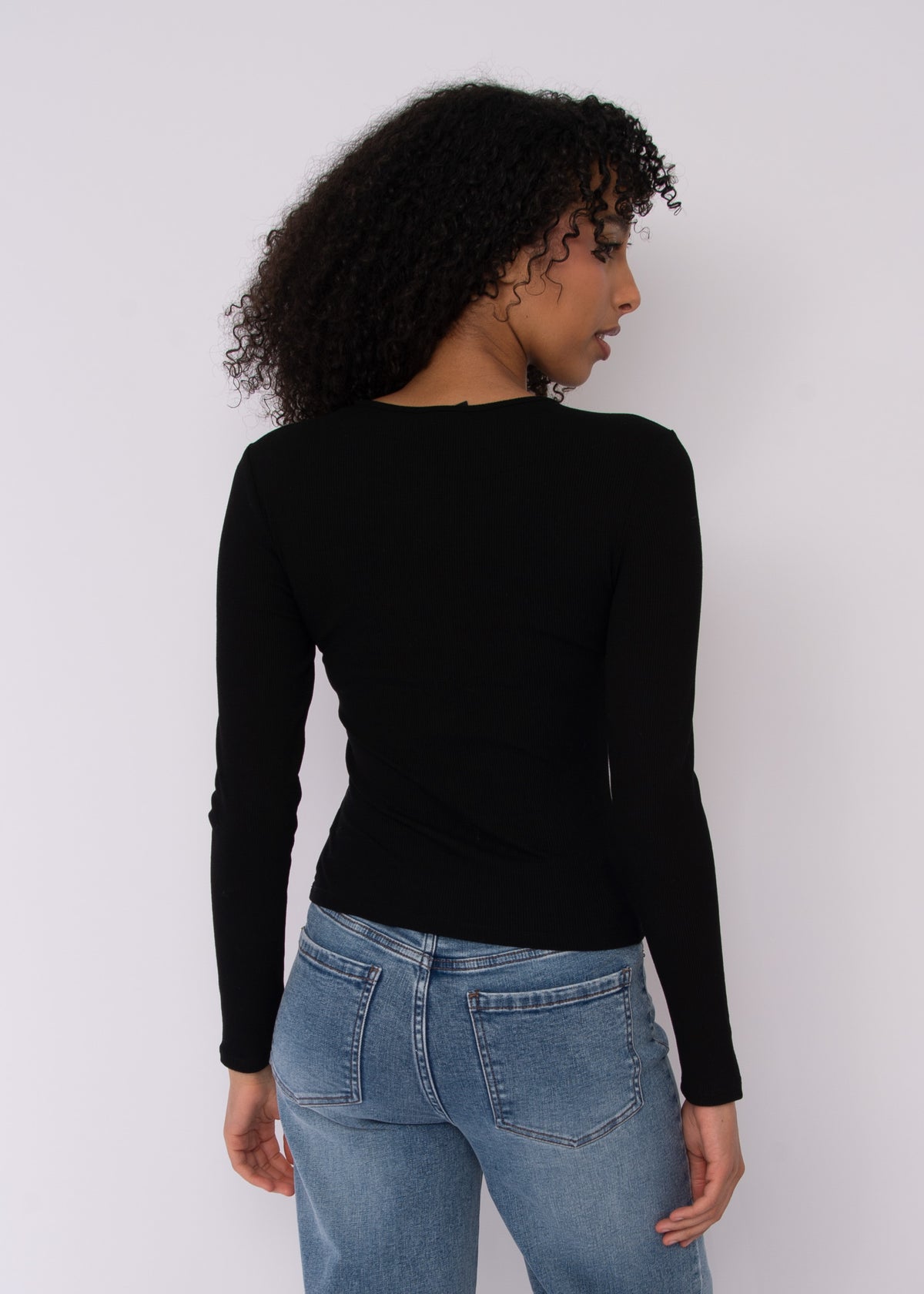 Sylvie Ribbed Henley Top