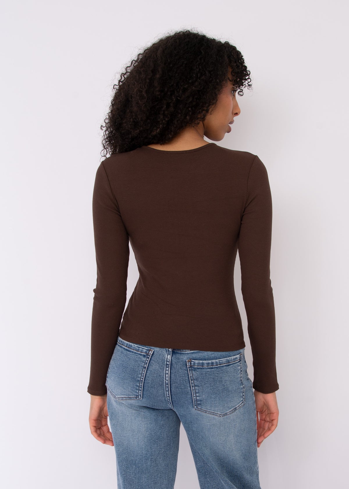 Sylvie Ribbed Henley Top