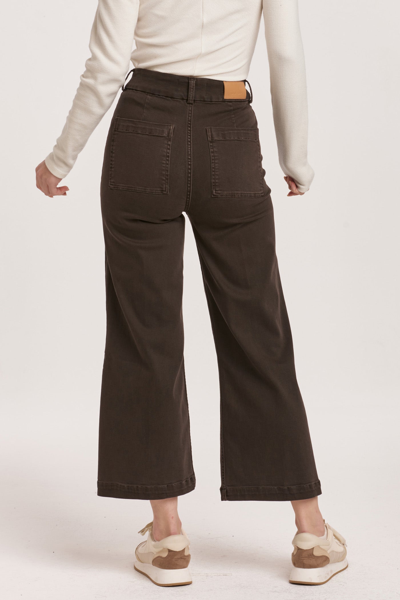 AUDREY SUPER HIGH RISE CROPPED WIDE LEG JEANS - GROUND COFFEE