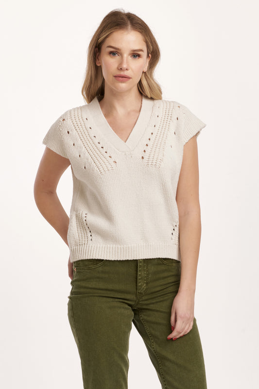 UNA CROCHET DETAIL SWEATER - IVORY