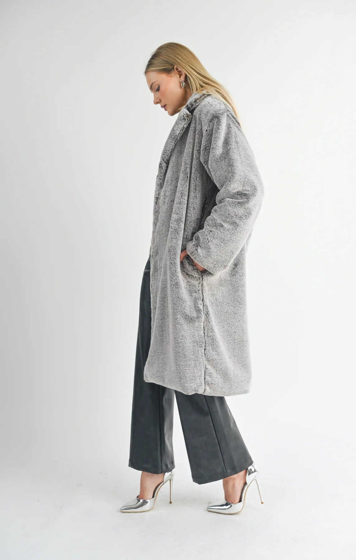 DARING 2 TONE VEGAN FUR COAT