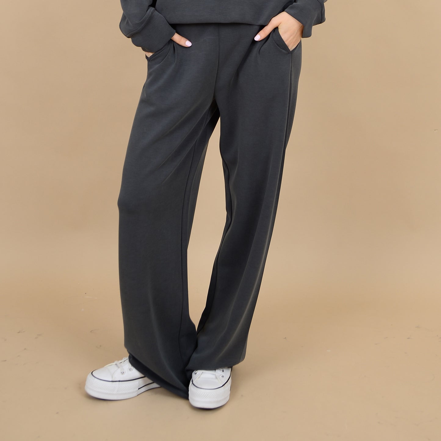 VICTORIA SUPER SOFT MODAL WIDE LEG PANTS - BLACK INK