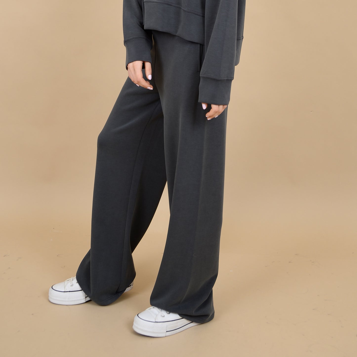 VICTORIA SUPER SOFT MODAL WIDE LEG PANTS - BLACK INK