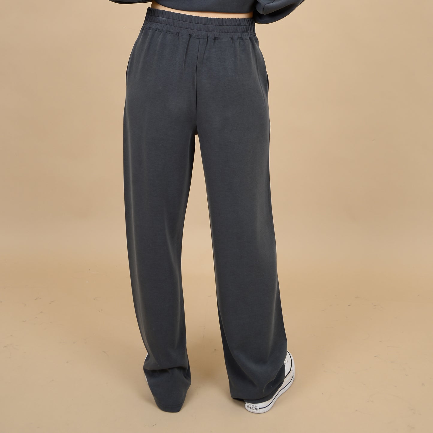 VICTORIA SUPER SOFT MODAL WIDE LEG PANTS - BLACK INK