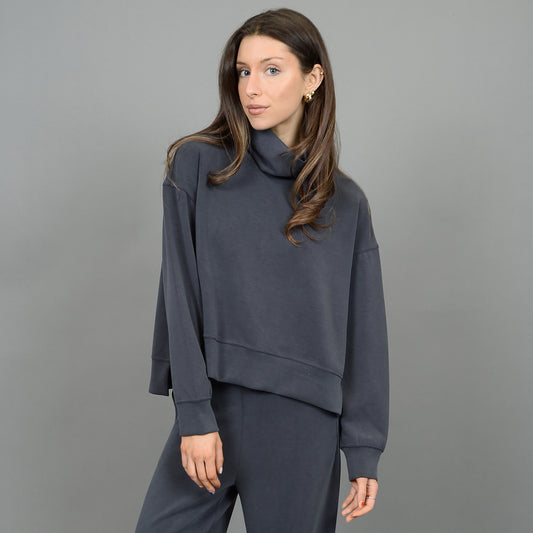 PECA SUPER SOFT MODAL LONGSLEEVE TURTLENECK PULLOVER - BLACK INK