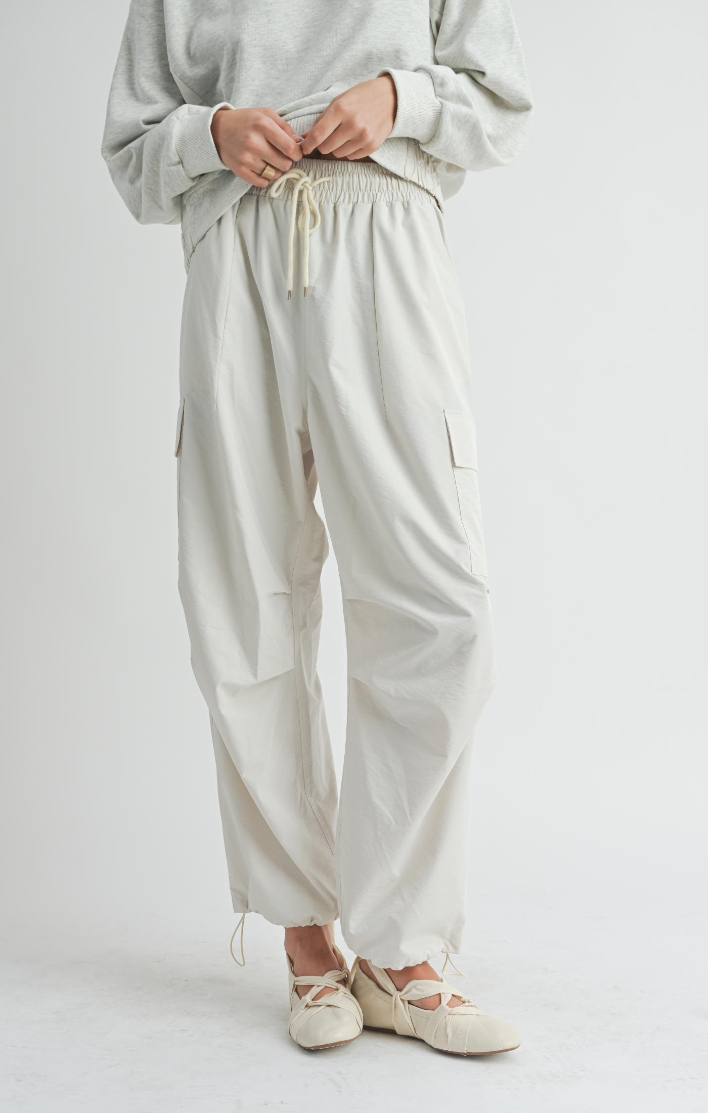 VITA ELASTIC WAIST CARGO PANTS - IVORY