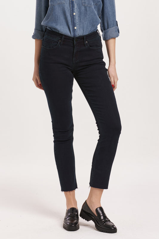 BLAIRE SLIM STRAIGHT HIGH RISE RAW CUT FRAY HEM